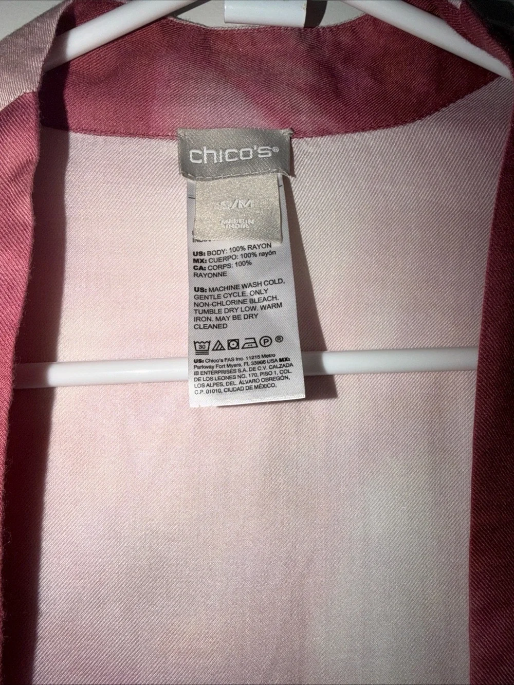 Chico's Rose-Pink Tie-Dye Kimono Cover-Up